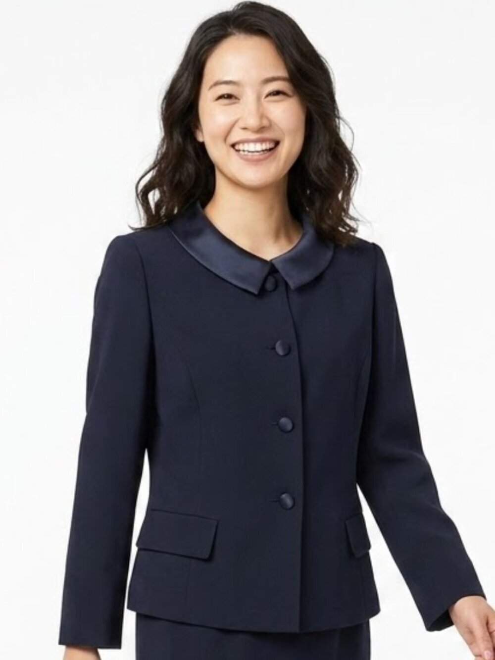 Kasper Dillards Blazer Women Size 12 Black 4 Button Satin Shawl Collar Pockets